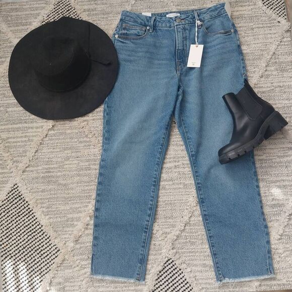 Good American Midrise Good Girlfriend Jeans - NWT size 6 /28 Inseam 25.5 - Picture 3 of 12